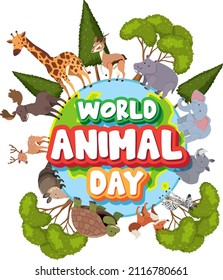 World Animal Day banner with African wild animals illustration