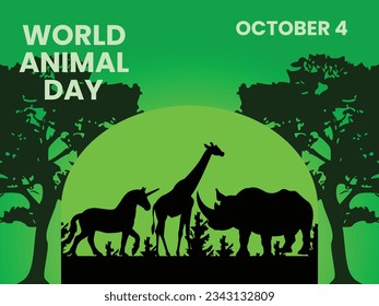 World animal day banner with forest gate background