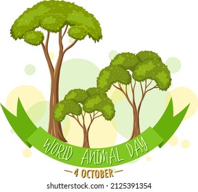 World Animal Day banner with wild trees illustration