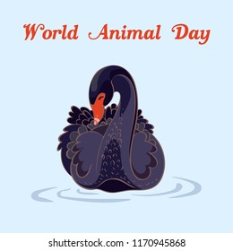World animal day black swan concept background. Cartoon illustration of world animal day black swan vector concept background for web design