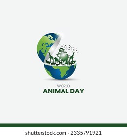 Welttag der Tiere. Animal Day Konzept, Vektorgrafik. Welttag der Tierwelt.