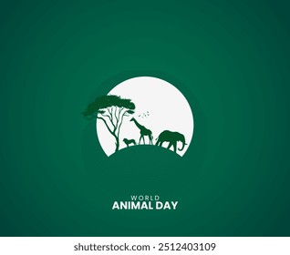 World Animal Day. Animal day creative concept. Wildlife day design for banner, poster, 3d Illustration.