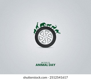 World Animal Day. Animal day creative concept. Wildlife day design for banner, poster, 3d Illustration.