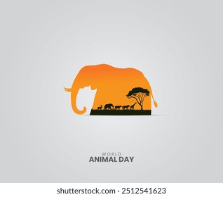 World Animal Day. Animal day creative concept. Wildlife day design for banner, poster, 3d Illustration.