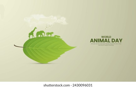 World Animal Day. Animal Day Creative Design for banner, poster, 3D Illustration