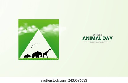 World Animal Day. Animal Day Creative Design for banner, poster, 3D Illustration