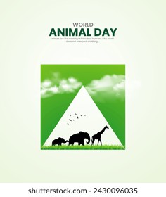 World Animal Day. Animal Day Creative Design for banner, poster, 3D Illustration