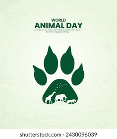 World Animal Day. Animal Day Creative Design for banner, poster, 3D Illustration