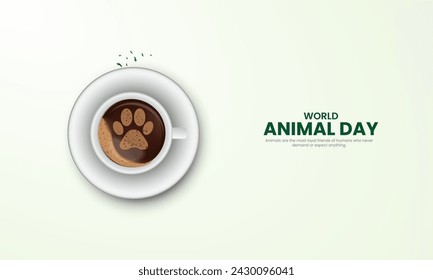 World Animal Day. Animal Day Creative Design for banner, poster, 3D Illustration