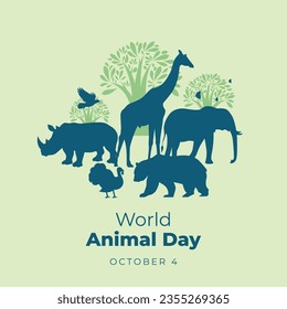 world animal day design template good for celebration usage. animal vector illustration. animal silhouette design. vector eps 10.