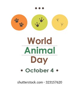 world animal day dots greeting card design minimalistic vector template. animal signs in round shape icons concept modern design for any design projects.