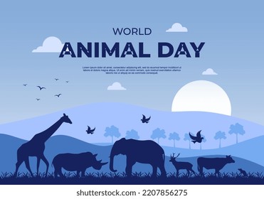 Día mundial de los animales con fondo animal en el bosque celebrado el 4 de octubre.