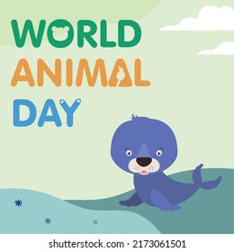 World animal day fur seal vector illustration