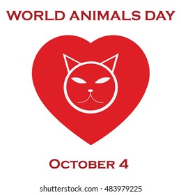 world animal day.Cat in heart vector