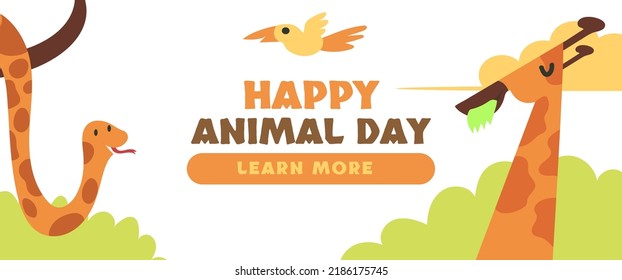 world animal day horizontal banner vector flat design