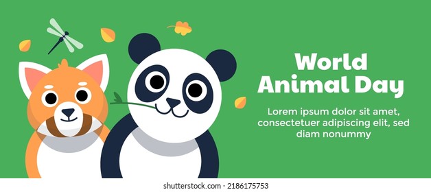 world animal day horizontal banner vector flat design