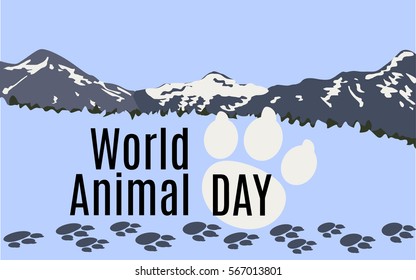 World Animal day Illustration with footprint.