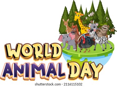 World Animal Day logo with african animals illustration