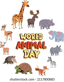 World Animal Day logo with african animals illustration