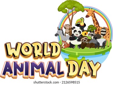 World Animal Day logo with african animals illustration