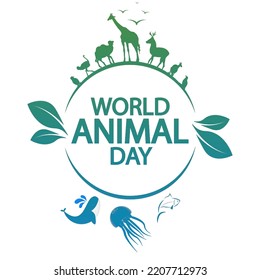 World Animal Day October 4 logo, vector art illustration.