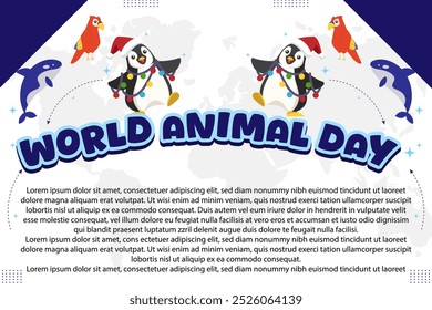 Día Mundial de los Animales – 4 de octubre de 2024, Diseño atractivo, se puede utilizar en todas las plataformas de redes sociales, hermosa combinación de colores, consíguelo ahora para la primera compra.