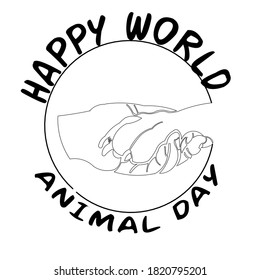 World Animal Day on October 4 on One line drawing poster. Continuous hand drawn minimalism design isolated on white background vector illustration