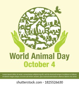 World Animal Day October 4  Vector illustration 
