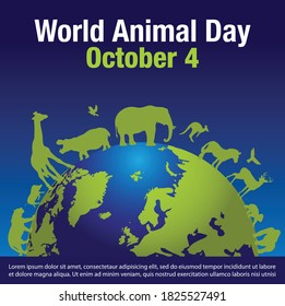 World Animal Day on October 4. Vector illustration.