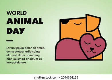 World Animal Day on October 4. Vector illustration. Cute cat and dog in the heart shape.