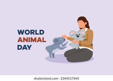 World Animal Day on October 4 concept. Colored flat vector illustration isolated. 