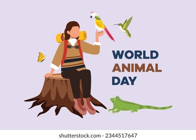 World Animal Day on October 4 concept. Colored flat vector illustration isolated. 