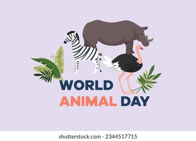 World Animal Day on October 4 concept. Colored flat vector illustration isolated. 