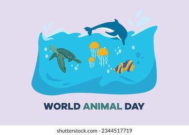 World Animal Day on October 4 concept. Colored flat vector illustration isolated. 