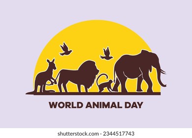 World Animal Day on October 4 concept. Colored flat vector illustration isolated. 