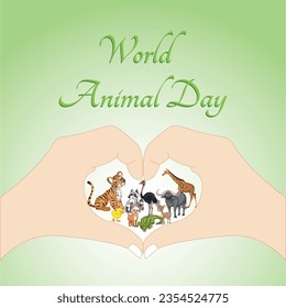 World Animal Day Poster with a group of animal vectors