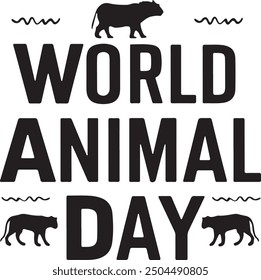 World Animal Day silhouette Vector illustration of wild animals t-shirt design logo