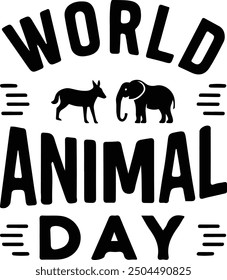 World Animal Day silhouette Vector illustration of wild animals t-shirt design logo