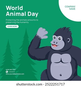 World Animal Day Social Media Illustration Flat Cartoon Hand Drawn Templates Background