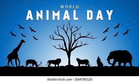World animal day theme. Vector illustration. Suitable for Poster, Banners, campaign and greeting card.	