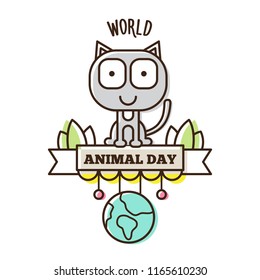 World Animal Day. Vector illustration of a cat.