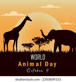 world animal day vector illustration. suitable for card, banner, or poster