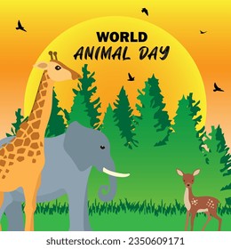 world animal day vector illustration. suitable for card, banner, or poster