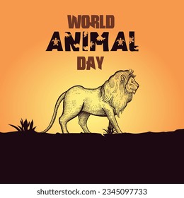 Ilustración plana del Día Mundial de los Animales Vector savana