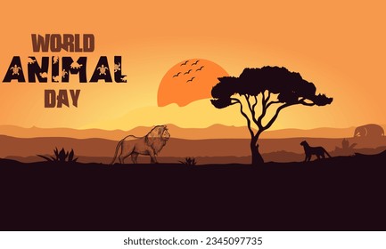 World animal Day Vector savana flat illustration