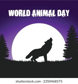 world animal day vector social media post