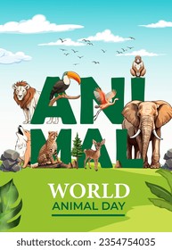 World animal day wildlife illustration vector template 