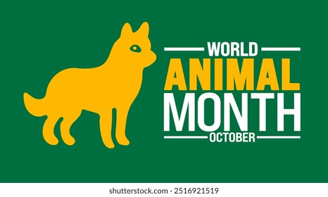 World Animal Month background or banner design template is observed every year in October. Holiday concept. Template for card, poster, placard, template. eps 10