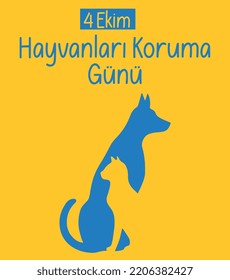 world animal protection day 4 october poster design turkish: hayvanlari koruma günü