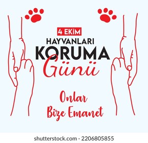 world animal protection day 4 october poster design turkish: hayvanlari koruma günü